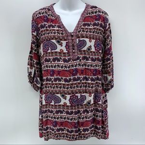 Umgee women’s patterned tunic, paisley, red, purple, small